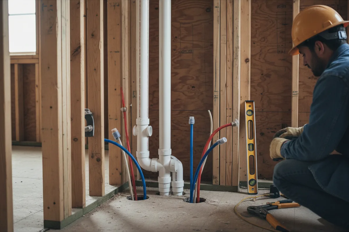 Drain and supply rough-in during Drain Cleaning in Gordonsville