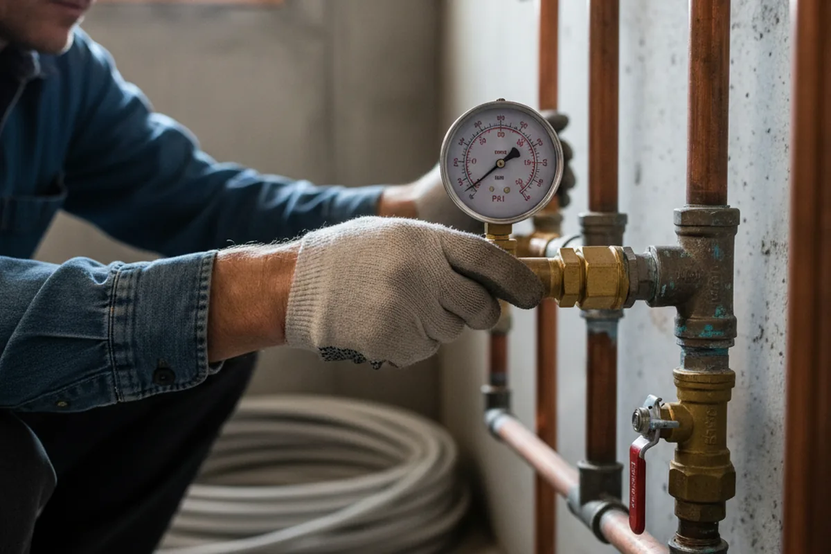 Pressure testing a repaired line during Water Line Repair in Gordonsville
